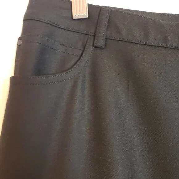 Akris Punto Cuffed Pants Black Twill Flat Front Straight Ankle Length 12 FR44